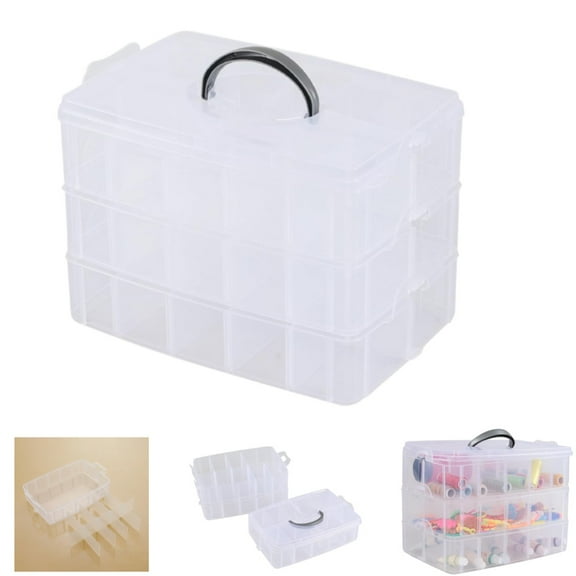 Craft Beads Organizers with 30 Adjustable Compartment, Plastic Storage Box for Storing Jewelry Findings, DIY Beads, Ornaments,Sewing Supplies,1Pcs,Clear