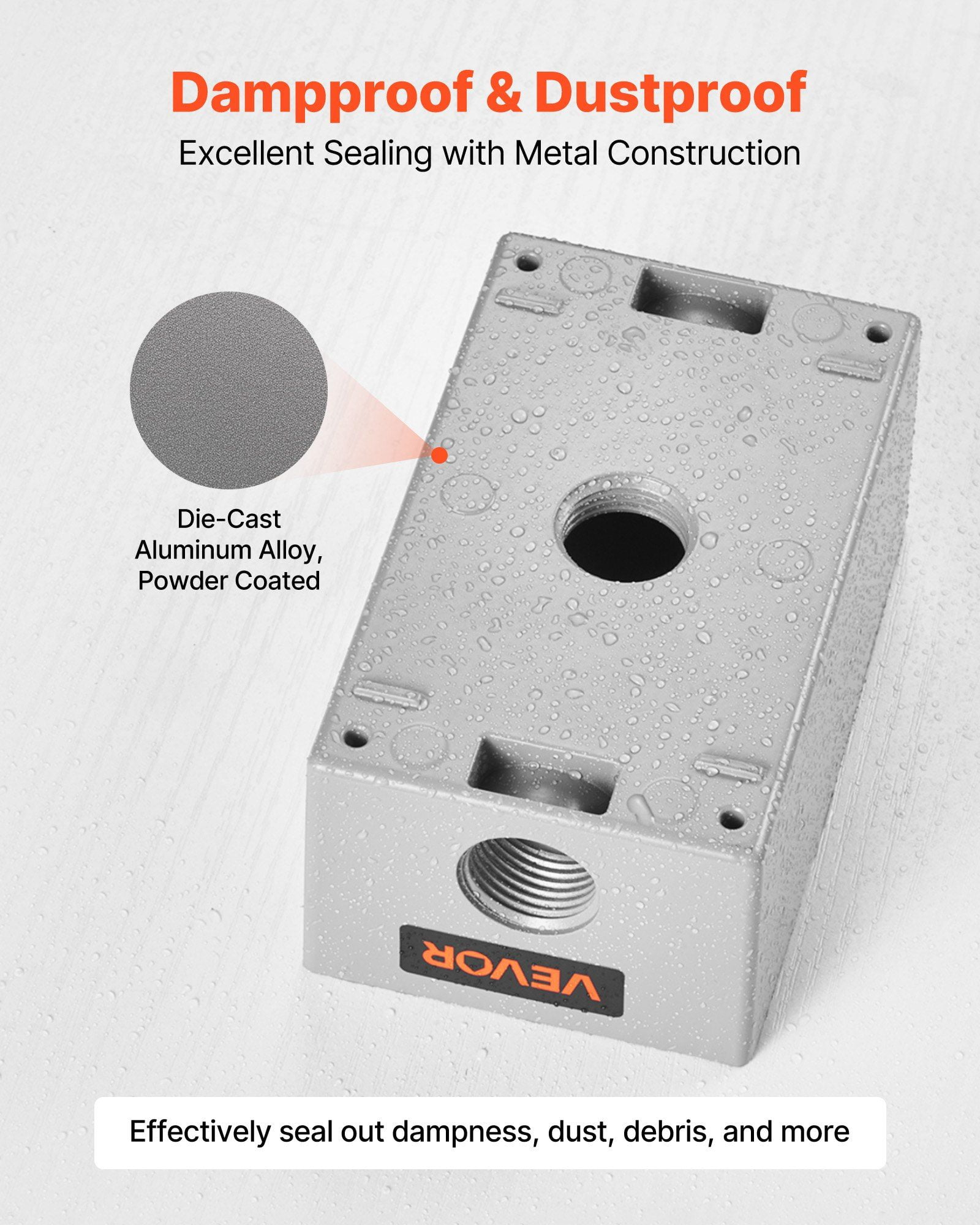 Outdoor Electrical Box 4PCS Gray 4.5 x 2.8 x 2 Inch Weatherproof Outlet Junction Box 18.3 Cu In Large Capacity for 1/2 Inch or 3/4 Inch Conduit Plug Receptacle Protector