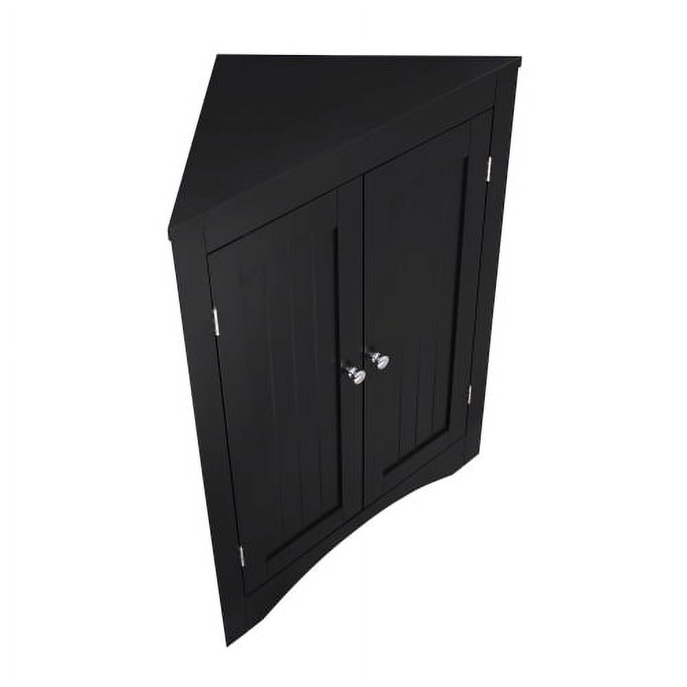Floor Corner Cabinet, Freestanding Storage Cabinet with Double Door, Storage Cabinet for Living Room, Bathroom, Black