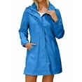 thumbnail image 2 of Rain Jacket for Women Waterproof with Hood Trech Coat for Women Raincoats Long Windbreaker Colorful Blue M, 2 of 8