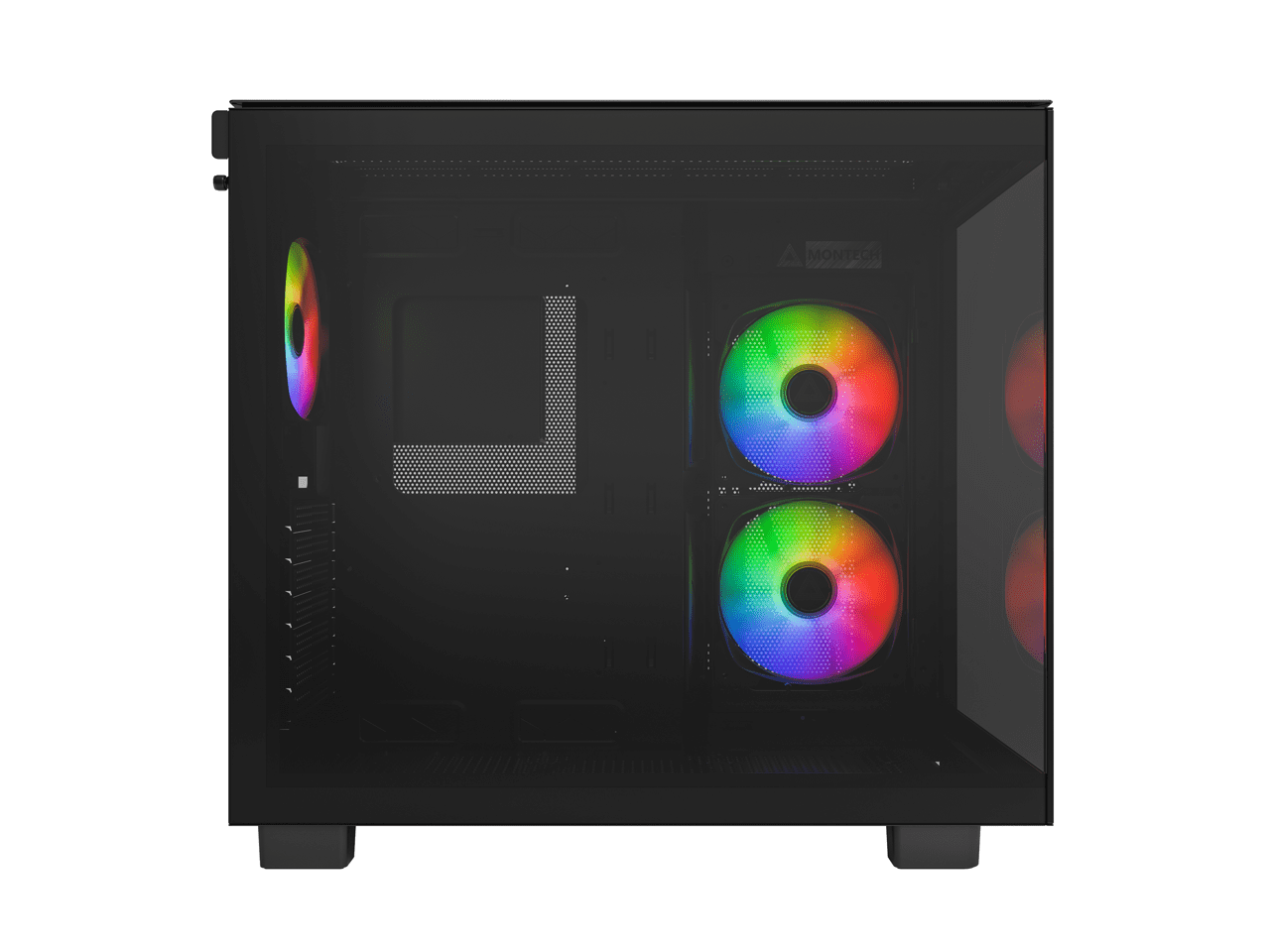 MONTECH KING 65 PRO ATX Mid Tower Gaming PC Case, Dual Chamber, High Airflow Mesh Panels, Supports RTX 40 Series, 3 Pre-Installed ARGB Fans, Tool-Free Access, Tinted Glass - Black