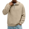 thumbnail image 2 of Paiwinds Men's Solid Color Waffle Knit Hoodie Half Zip Pullover Sweatshirt with Kangaroo Pocket Casual Long Sleeve Hooded Top, 2 of 9