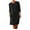 Black, variant on Dresses for Women Casual Winter Fall Plus Size Long Sleeve O-Neck Cotton Linen Button Shirt Crewneck Loose With Two Pockets Fashion Dress L