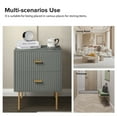 thumbnail image 2 of Wooden 2 Drawer Storage End Table Chest Cabinet Table Metal Legs for Home Grey, 2 of 6