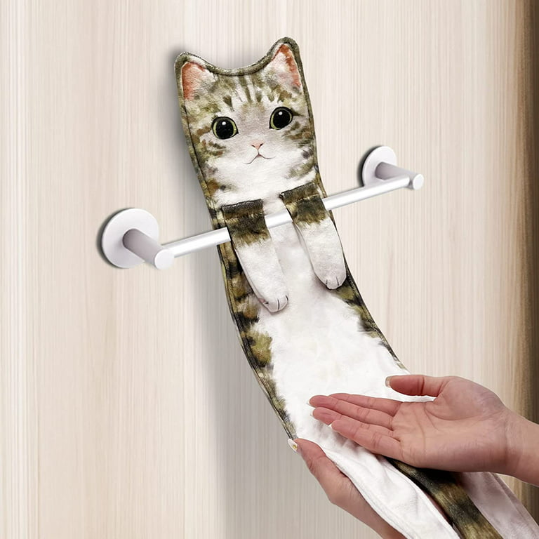 Cute Kitchen Hand Towel, Bathroom Cat Hand Towel