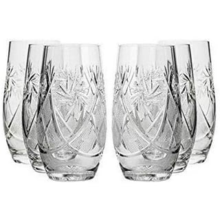 Russian Collection Set of 6 x 8.5 oz. Traditional Cut Crystal Drinking Glasses, Fits Metal Glass Holder Podstakannik, Tempered for Hot and Cold
