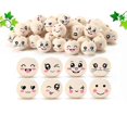 thumbnail image 1 of 8 Styles Wooden Beads with Face 20 mm Smile Face Wooden Bead Natural Wood Beads Round with Hole Pack of 80, 1 of 5