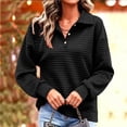 thumbnail image 3 of Women’s Waffle Lapel Button Sweatshirt Oversized Long Sleeve Pullover Sweatshirt Fall Loose Fits Casual Layered Tops, 3 of 5
