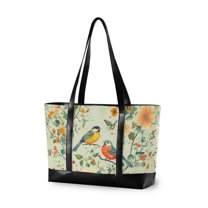 FORMRS Laptop Tote Bag for Women with 15.6" Computer Compartments Handbag, Green Floral Pattern