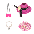 thumbnail image 6 of 4-Piece Elegant Fashion Set for 14-17cm La bubu Dolls | Fuchsia Tweed Dress, Hat, Pearl Necklace & Crossbody Bag | Luxury Outfit  (No Doll), 6 of 6