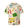 thumbnail image 5 of PAYOHTO School Supplies Pattern Mens Hawaiian Casual Short-sleeved Shirt Tropical Summer Beach Button Down Shirts, 5 of 7