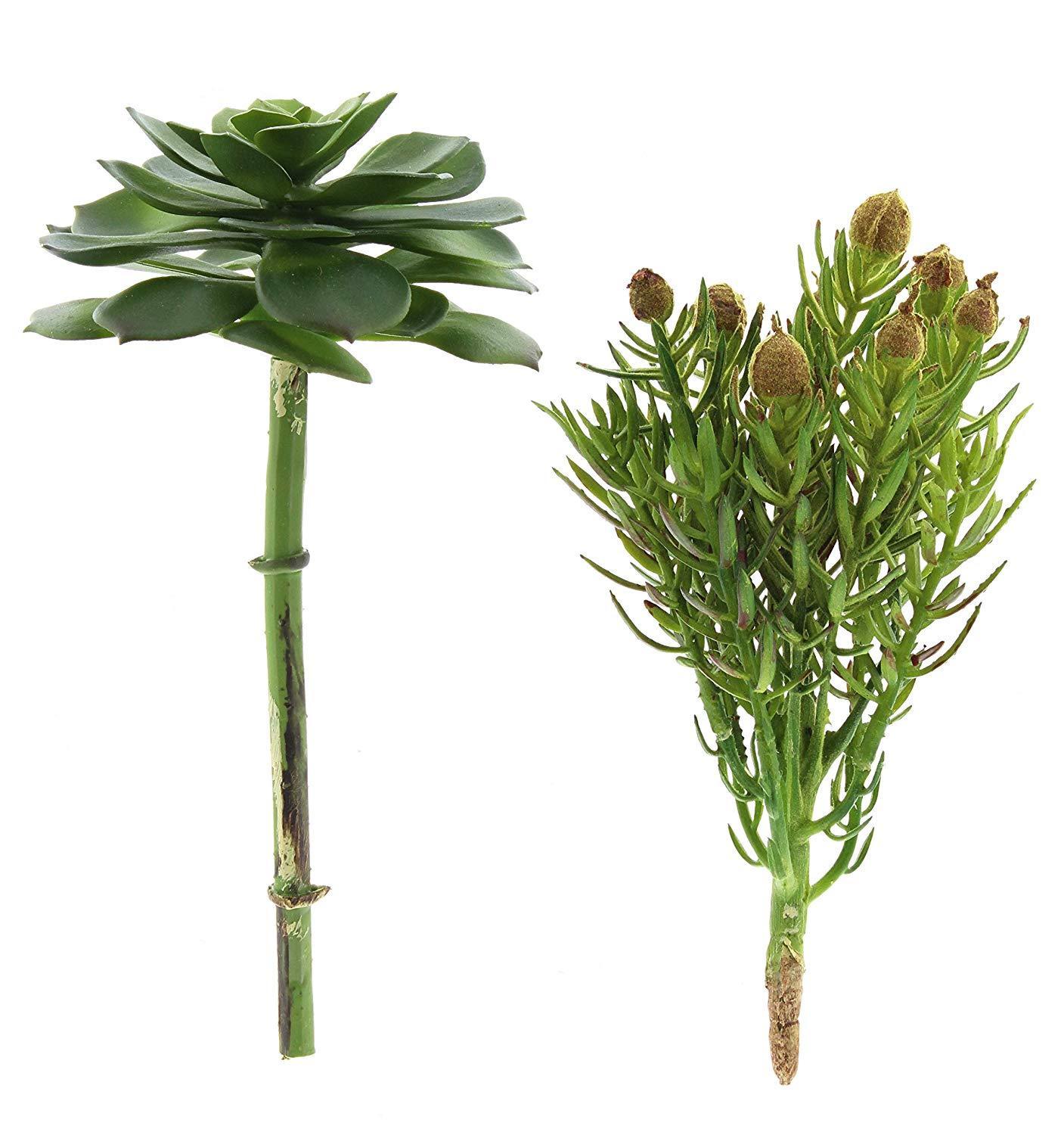 Set of 2 Artificial SUCCULENT STEMS, 8" Tall, by LarkSilk