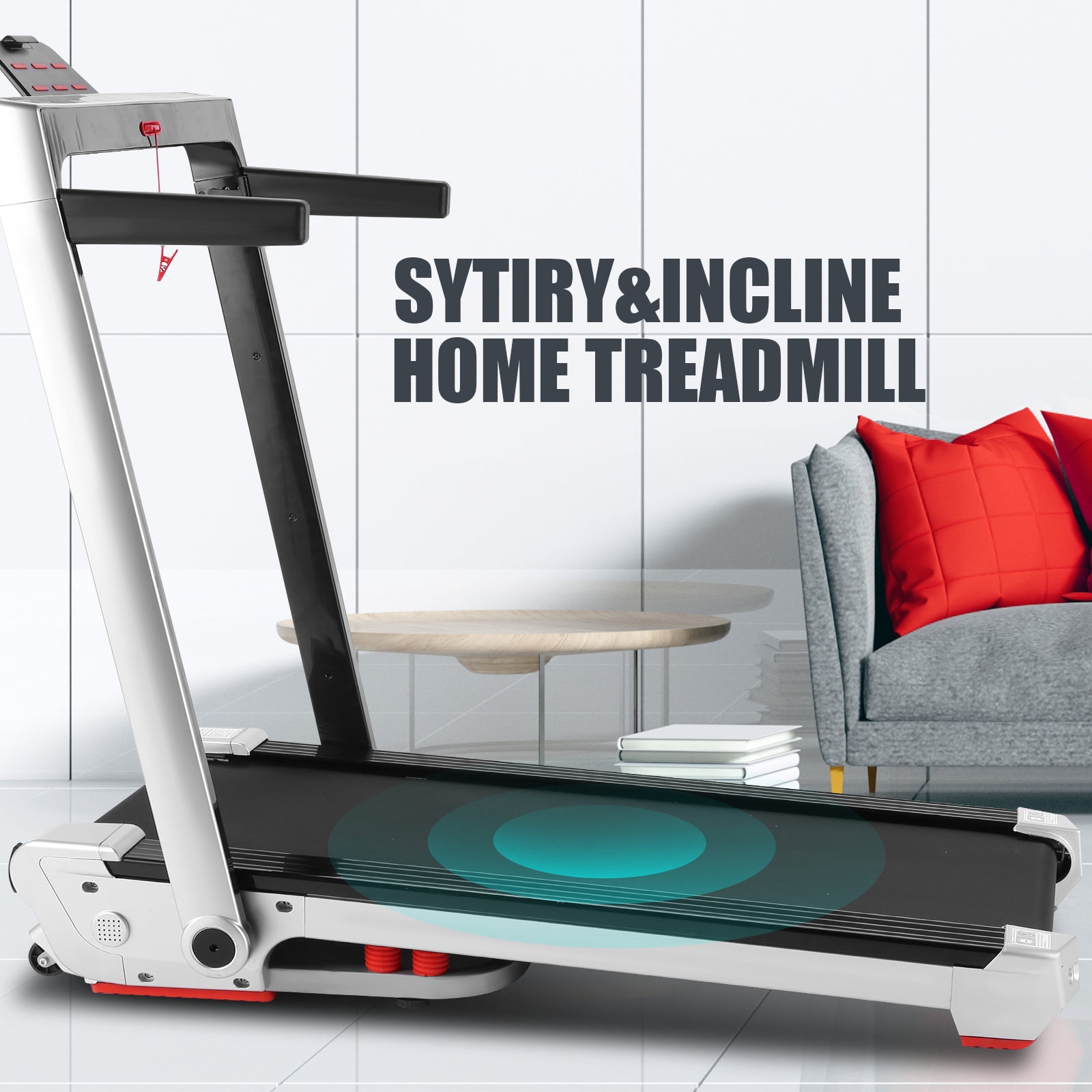 SYTIRY Treadmill with 6 LED display,3.25 HP Mini Electric Treadmills