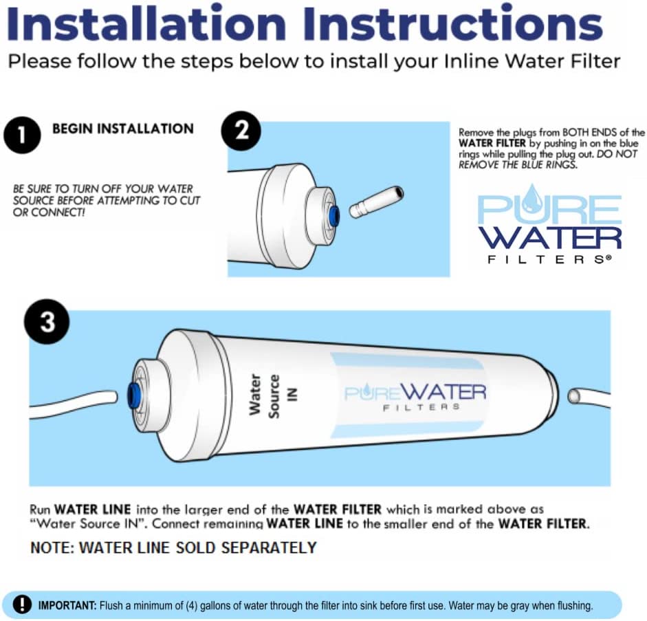 PureWater Filters Inline Filter Replacement For Refrigerators, Ice Makers, Coffee Makers, Water Fountains, Water Coolers, and More - image 5 of 8