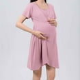 thumbnail image 2 of ShomPort Nursing Pajama Set Short Sleeve Round Neck Solid Color Maternity Sleepwear for Breastfeeding, 2 of 3