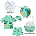thumbnail image 3 of kids Toddler Boys' 3-Piece Swimsuit Trunk, Rashguard and Swimming Cap, Dinosaur Printed Swimwear Set, 3 of 7
