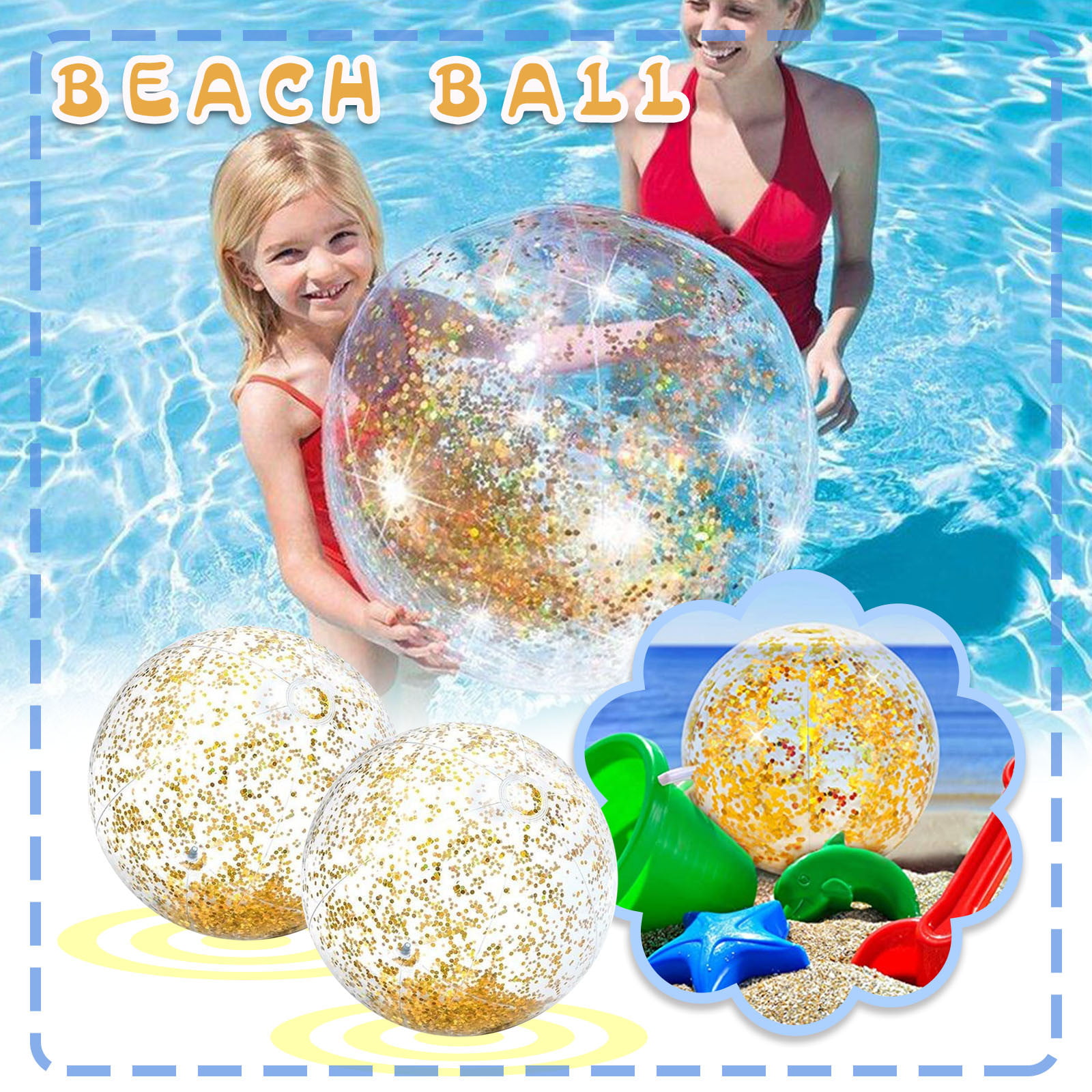 Inflatable PANEL Beach Ball LARGE 61cm Holiday Swimming Pool Summer Party Water 