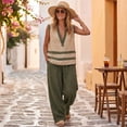 thumbnail image 6 of CIENVNSTG Two Piece Sets for Women Summer Sleeveless Ethnic Boho Striped Vest Loose Wide Leg Pants Vestidos Fashion Streetweeetwear Green L, 6 of 8