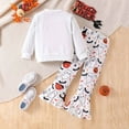 thumbnail image 4 of Weebloom Halloween Outfits For Girls Set Cartoon Pumpkin Print Top With Bottom Pants Comfortable Casual Party Funny Girl Outfit White, 4 of 9