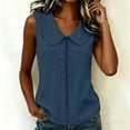 thumbnail image 4 of RQYYD Womens Collar Eyelet Trim Sleeveless Blouse Casual Slim Fit Tank Top for Daily Wear, 4 of 7