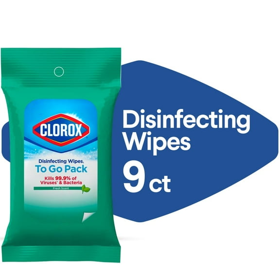 Pack of 2 Clorox On the Go Fresh Scent Disinfecting Wipes, 9 ct (packaging may vary)
