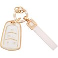 thumbnail image 1 of HAHDAXIA for Cadillac Key Fob Cover, 5 Buttons Soft TPU Full Covers Protector White Key Fob Cover with Leather Keychains Fit for Cadillac Escalade CTS XT5 ATS CT6 XTS Smart Key Fob Remote Con, 1 of 6