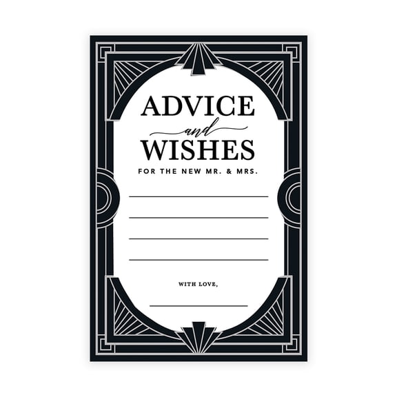 Koyal Wholesale Art Deco Wedding Advice & Well Wishes Guest Book Cards for Bride and Groom, 56 Pack