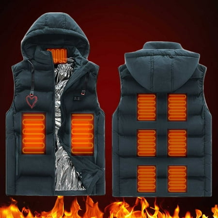 guisaled Heated Vest for Men Lightweight Detachable Heated Vests with Hood 2024 Winter Warm Heated Jacket Battery Pack Not Included Friday Sale