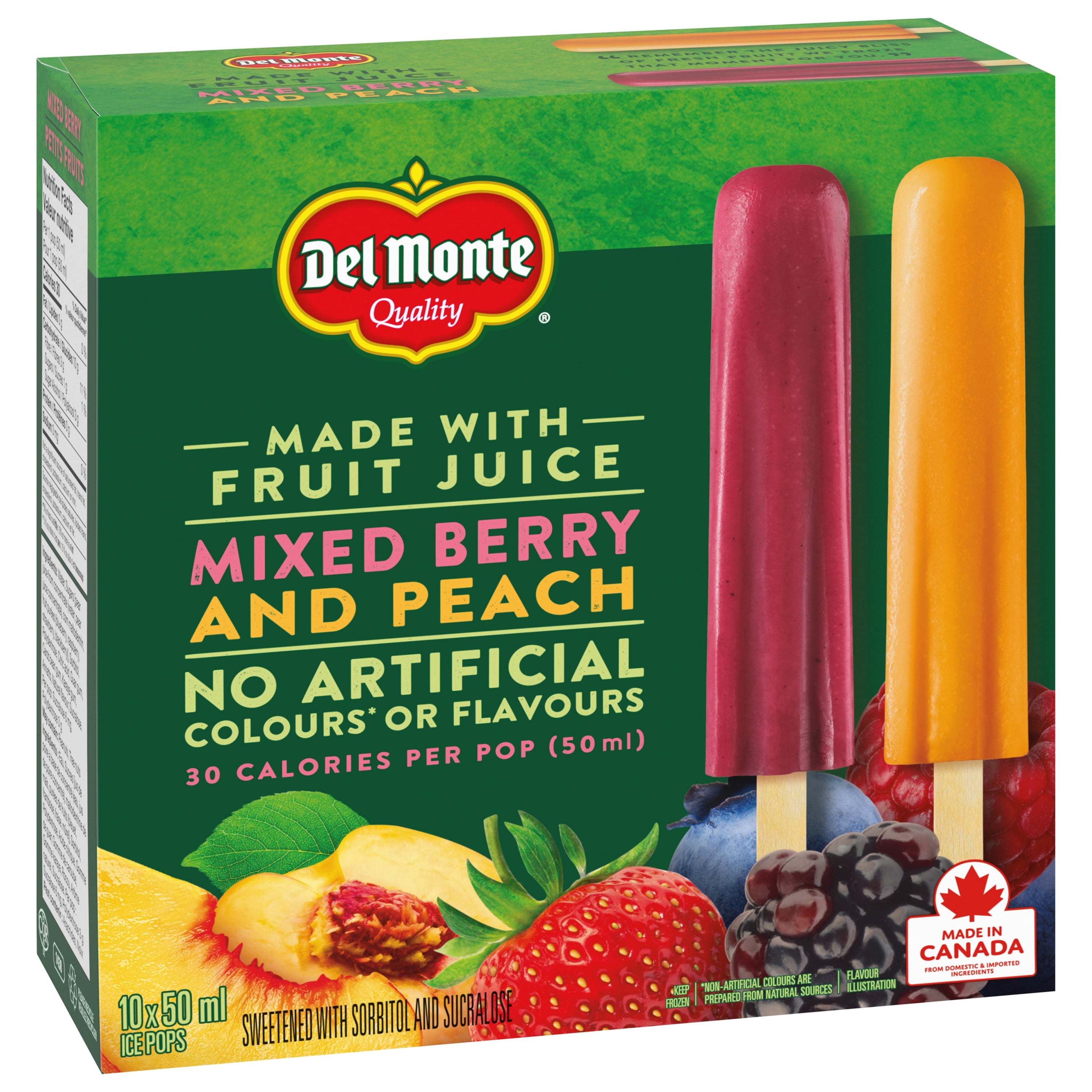 Del Monte Mixed Berry & Peach Ice Pops 10 x 50 ml, 10 x 50 ML