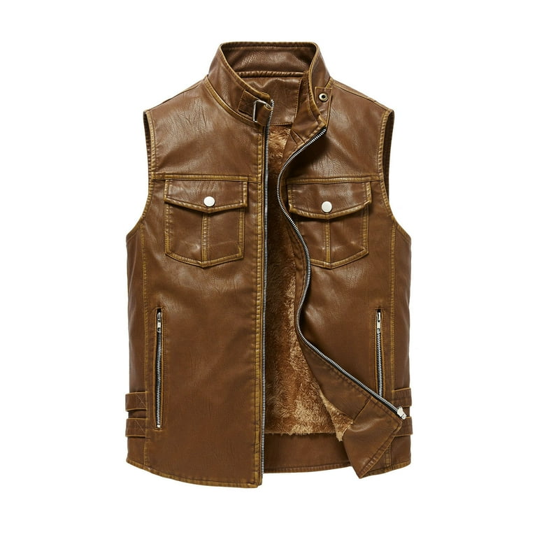 ジャケット・アウター RIDERS SYNTHETIC LEATHER VEST JACKET Lishow Fashion Men's Biker Rocker Rider motorcycle Retro