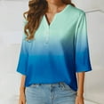 thumbnail image 5 of XuJwPNcy 3/4 Length Sleeve Womens Tops Button down Summer V Neck Shirts Casaul Fashion Print Clothes, 5 of 6