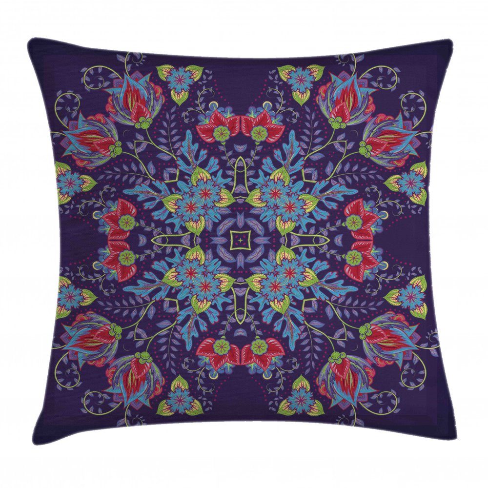 Batik Decor Throw Pillow Cushion Cover, Bohemian Malaysian Floral