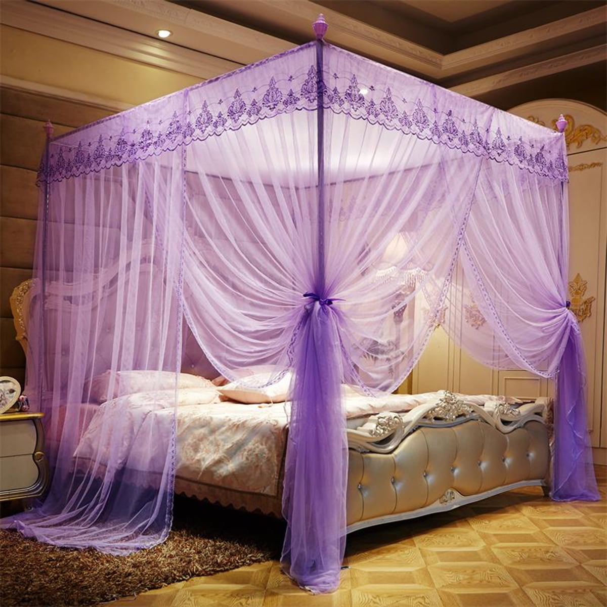 Four Corner Canopy Bed Curtains Princess Style Bed Canopy Bedroom