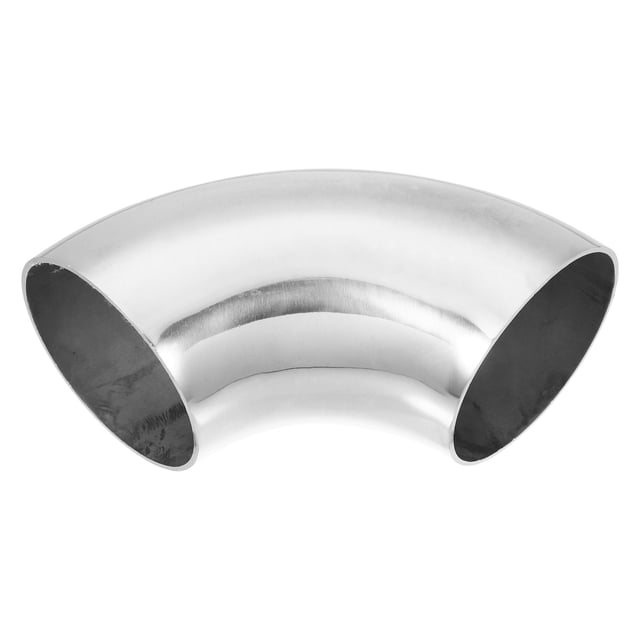 Tubo curvado de acero inoxidable Unique Bargains 3,5 pulgadas 90 grados codo de escape Tono plateado 0,08 tubo de espesor de pared