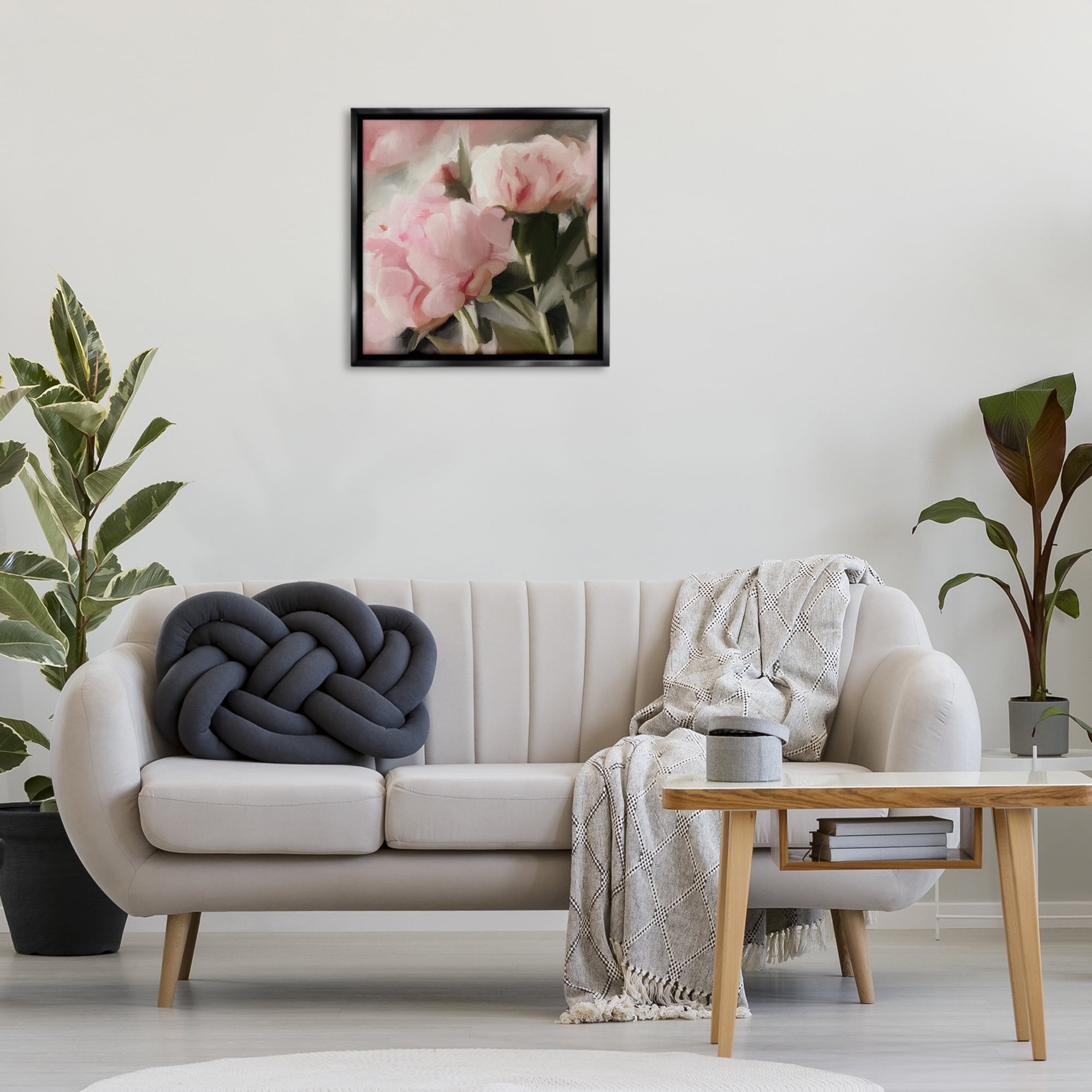 Stupell Industries Soft Floral Arrangement Botanical & Floral Painting Black Floater Framed Art Print Wall Art, 25 x 25