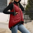 thumbnail image 5 of SuTry Women's Solid Color Hooded Vest Fall Winter Lightweight Thickened Sleeveless Front Zip with Pockets Casual Outerwear(Red,XL), 5 of 9