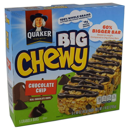 Quaker Big Chewy Chocolate Chip Granola Bars 5 Count 7.4Oz Box (Pack Of 6)