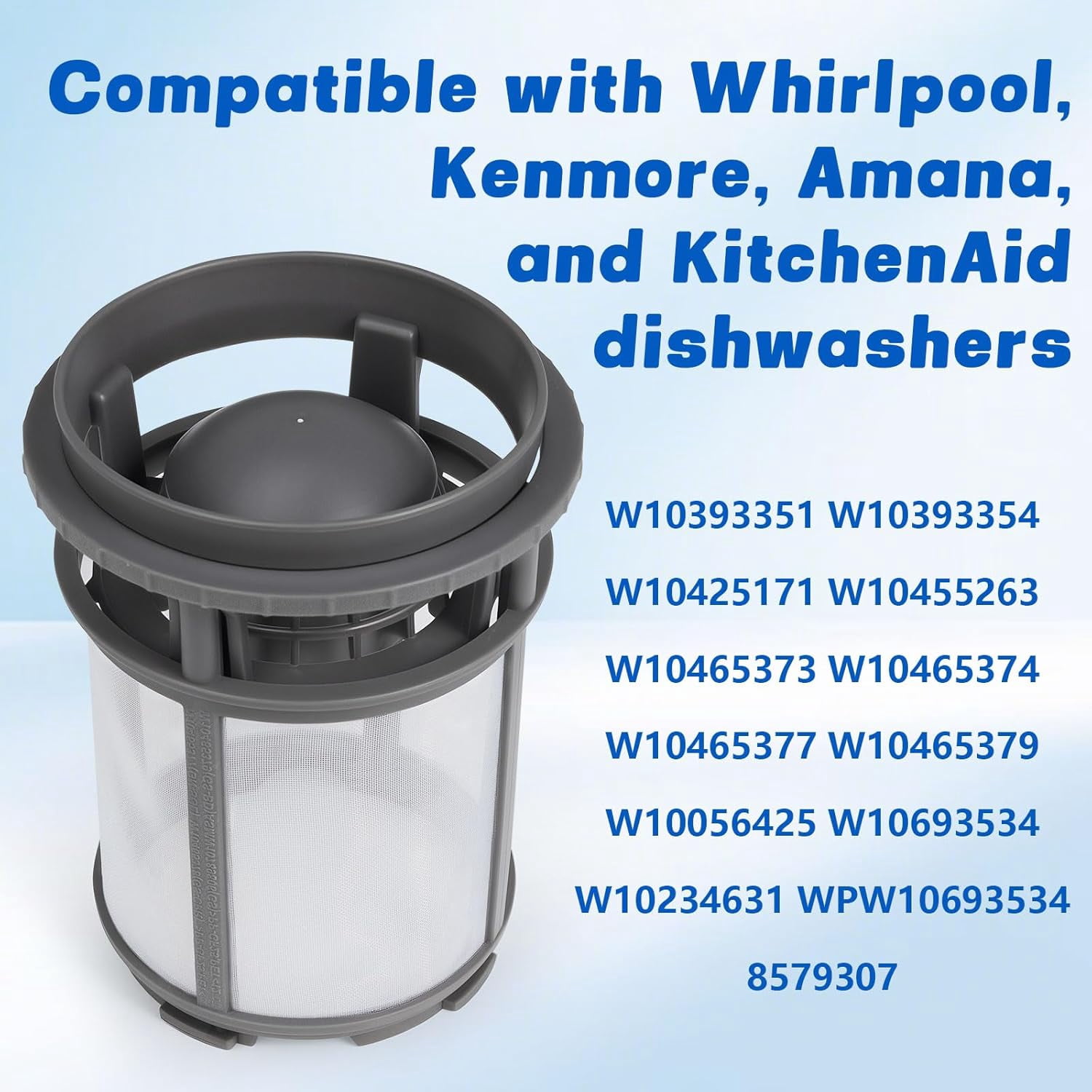 W10872845 Dishwasher Pump Filter Cup Replacement - Compatible with Whirlpool Kenmore Amana KitchenAid Dishwashers - Replaces Parts W10056425, W10056426, W10142911, AP6030094, 8579307 (2025 Upgraded）