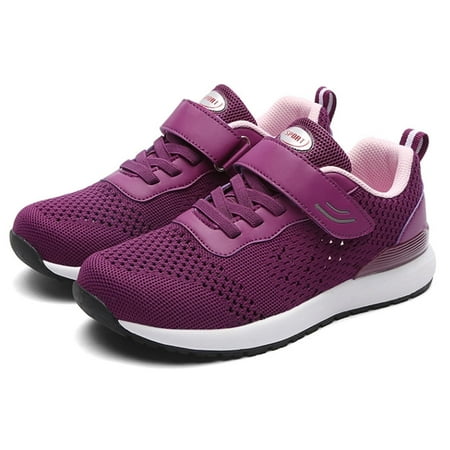 Elecsop Walking Shoes Women  Adjustable Velcro Comfort Elderly Casual Shoes for Women  Mesh Breathable Safety Flats Non-Slip Hook & Loop Wide Width Sneakers for Women