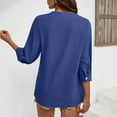 thumbnail image 4 of Kaemgyyd Cotton Linen Shirts for Women Loose Fit V Neck Button down Blouse 3/4 Sleeves Casual Tunic Tops Summer Outfits, 4 of 6