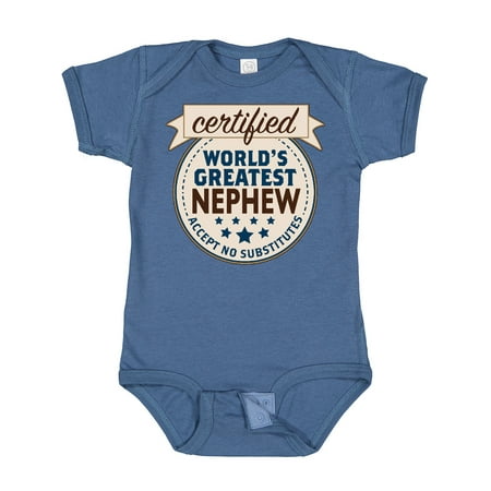 

Inktastic Certified World s Greatest Nephew Accept No Substitutes Gift Baby Boy Bodysuit