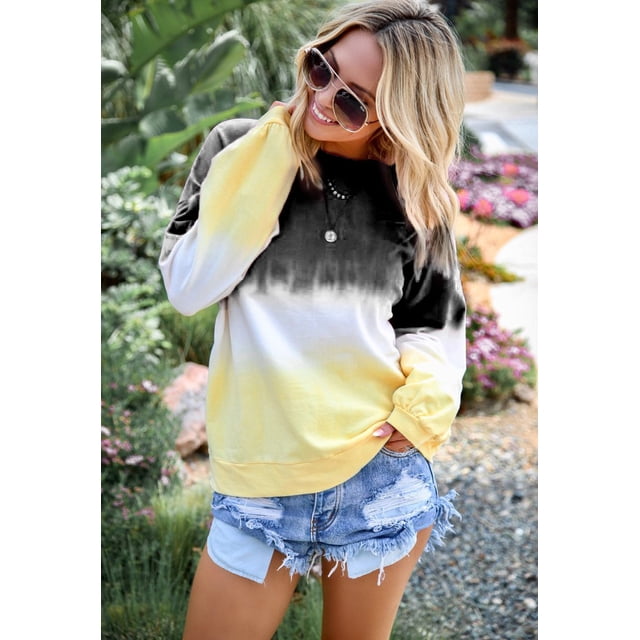 Sweatshirt Tie Dye pour Femmes Décontracté Léger Doux Confortable Ample Col Rond Tunique Grande Taille