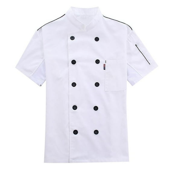 Gaexia Chef Jacket Unisex Long Sleeve Kitchen With Red Contrast Buttons For Men And Women