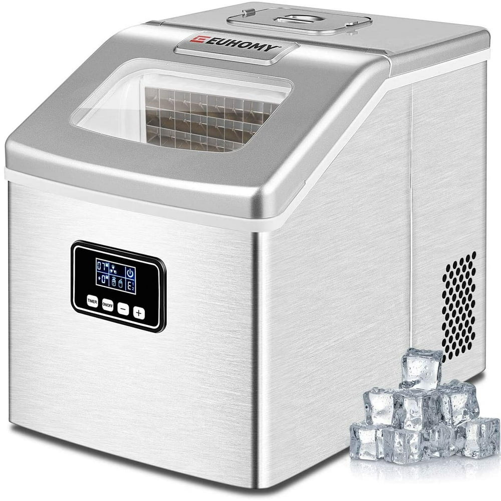 Euhomy Ice Maker Machine Countertop, 40Lbs/24H Portable Compact Ice Cube Maker, With Ice Scoop
