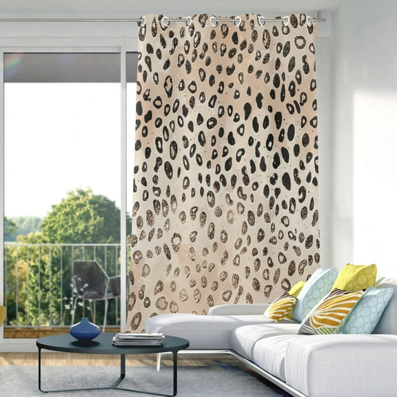 Plain Cheetah Glitter Print Blackout Curtains 84"x52" Thermal Insulated Curtain 1 Panel