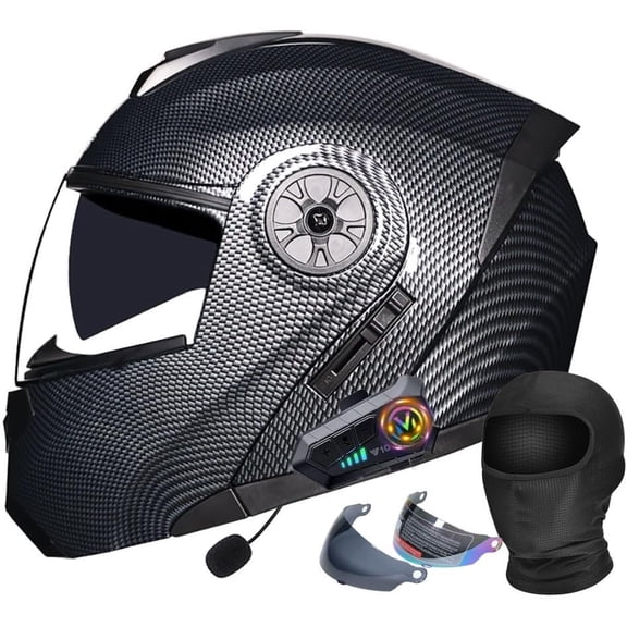 Bluetooth Motorcycle Helmet Flip Up Front Full Face DOT Approved Built-in Dual Speaker Microphone Generic Street Bike Integrated