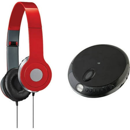 GPX PC301B Personal CD Player and iLive IAH54 On-Ear Headphones