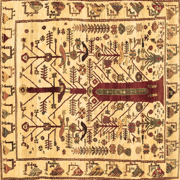 Ahgly Company Indoor Square Abstract Brown Contemporary Area Rugs, 6' Square