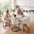 thumbnail image 6 of RIAFUN Upholstered Curved Back Counter Stool, Modern Chenille Bar Stool with Black Metal Frame for Kitchen Island, Home Bar, Beige, 6 of 9