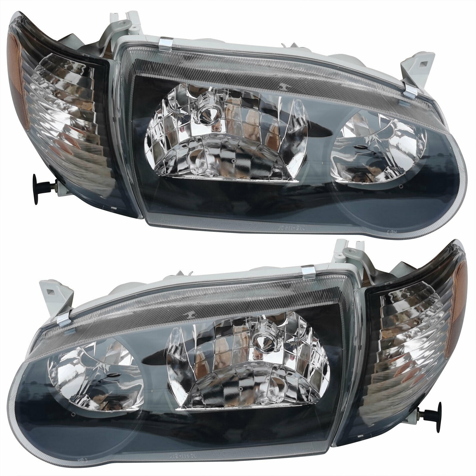 Black Headlights Assembly For 20012002 Toyota Corolla Headlamps W